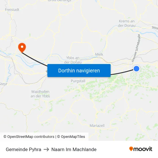 Gemeinde Pyhra to Naarn Im Machlande map