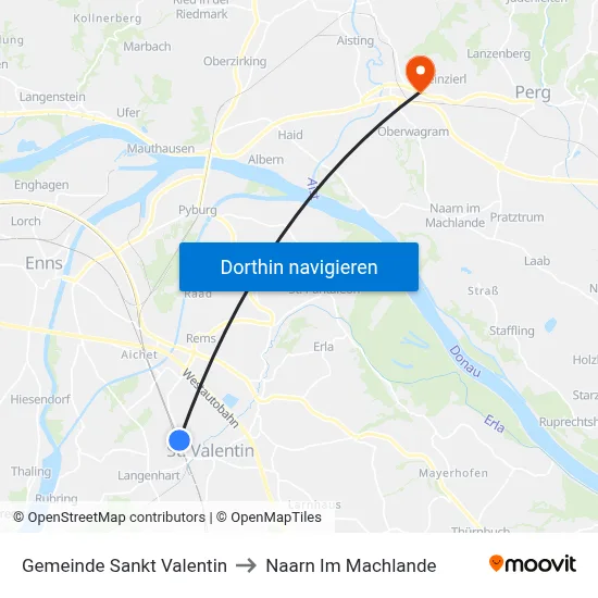 Gemeinde Sankt Valentin to Naarn Im Machlande map