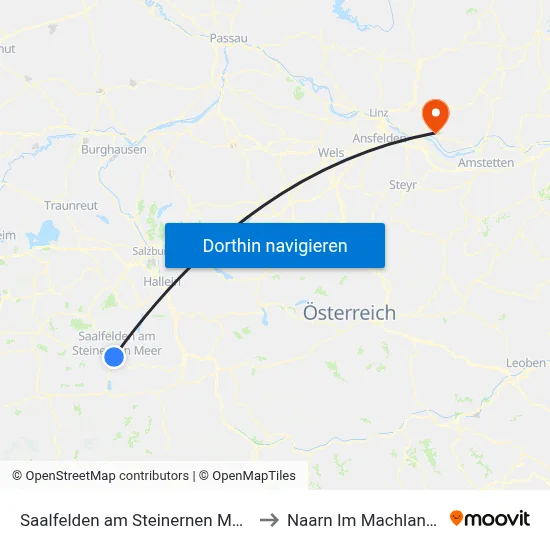 Saalfelden am Steinernen Meer to Naarn Im Machlande map