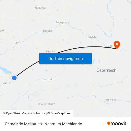 Gemeinde Mellau to Naarn Im Machlande map