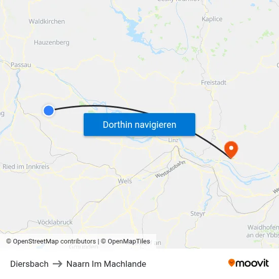 Diersbach to Naarn Im Machlande map