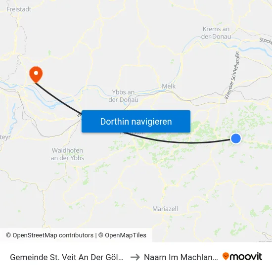 Gemeinde St. Veit An Der Gölsen to Naarn Im Machlande map