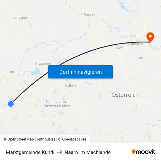 Marktgemeinde Kundl to Naarn Im Machlande map