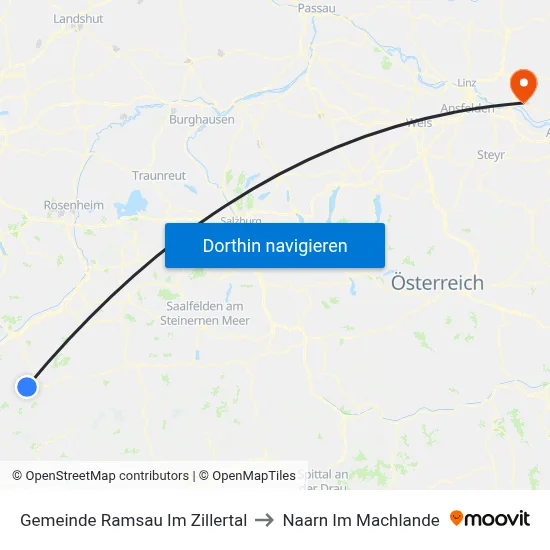 Gemeinde Ramsau Im Zillertal to Naarn Im Machlande map