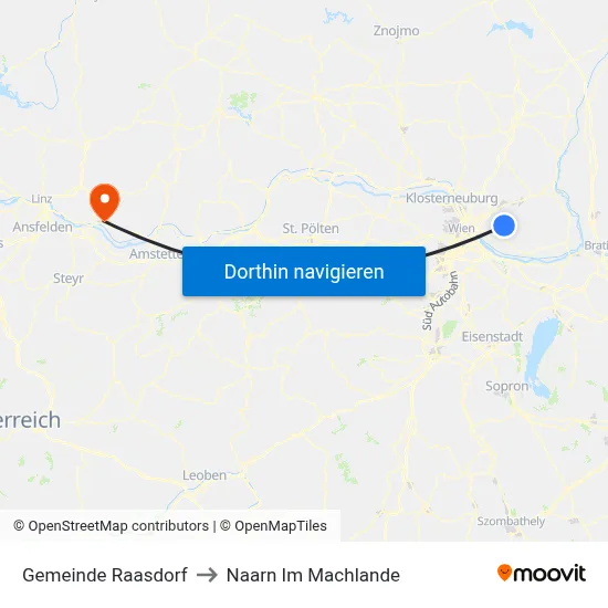 Gemeinde Raasdorf to Naarn Im Machlande map