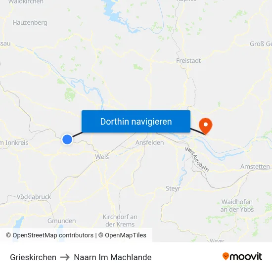 Grieskirchen to Naarn Im Machlande map