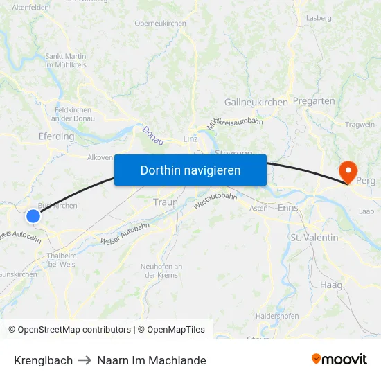 Krenglbach to Naarn Im Machlande map