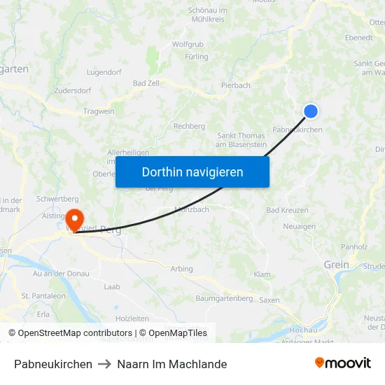 Pabneukirchen to Naarn Im Machlande map