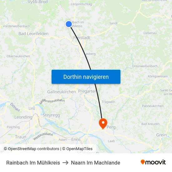 Rainbach Im Mühlkreis to Naarn Im Machlande map