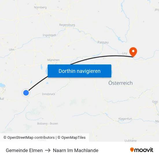 Gemeinde Elmen to Naarn Im Machlande map