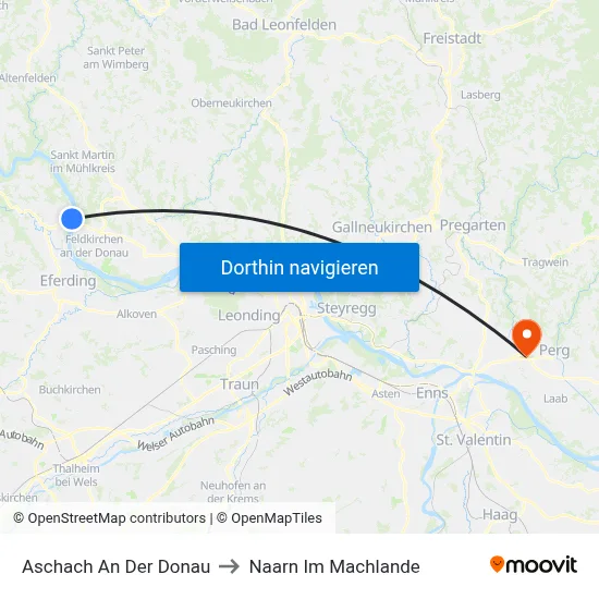 Aschach An Der Donau to Naarn Im Machlande map