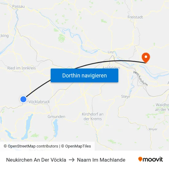 Neukirchen An Der Vöckla to Naarn Im Machlande map
