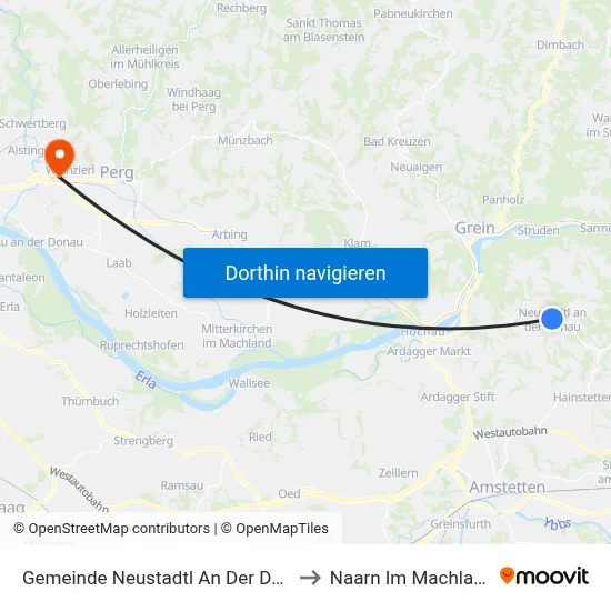 Gemeinde Neustadtl An Der Donau to Naarn Im Machlande map