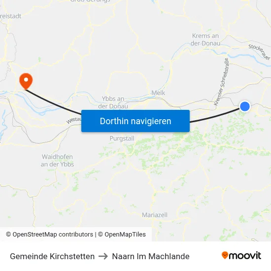 Gemeinde Kirchstetten to Naarn Im Machlande map