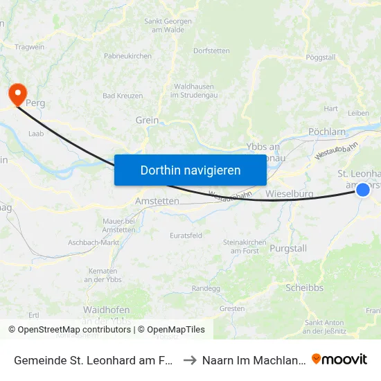 Gemeinde St. Leonhard am Forst to Naarn Im Machlande map