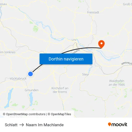 Schlatt to Naarn Im Machlande map