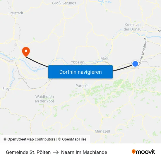 Gemeinde St. Pölten to Naarn Im Machlande map