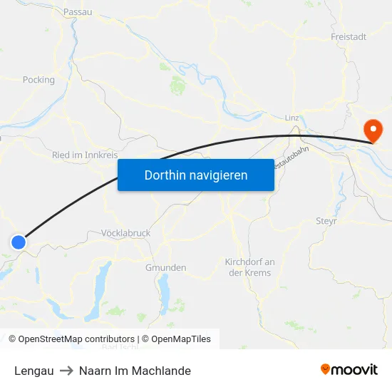Lengau to Naarn Im Machlande map