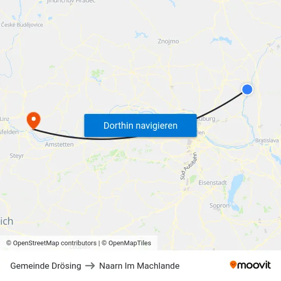 Gemeinde Drösing to Naarn Im Machlande map