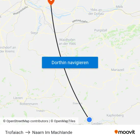 Trofaiach to Naarn Im Machlande map