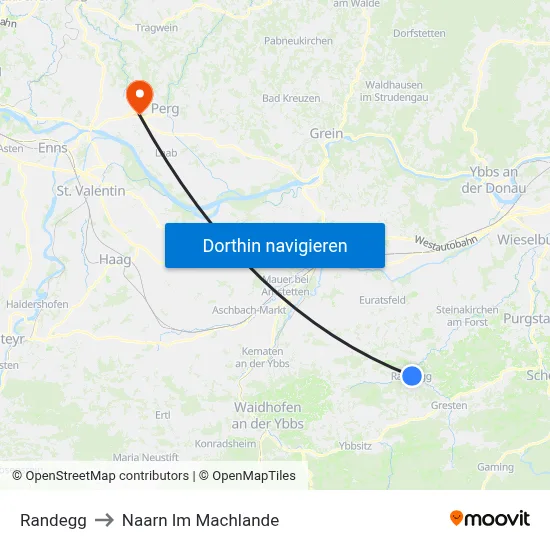Randegg to Naarn Im Machlande map