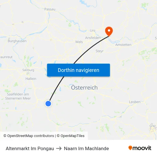 Altenmarkt Im Pongau to Naarn Im Machlande map