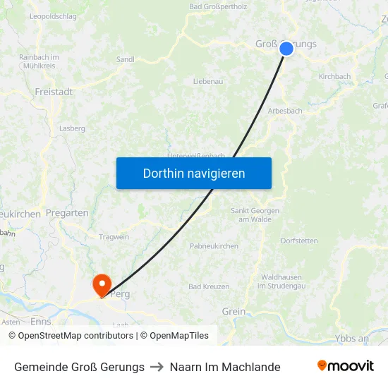 Gemeinde Groß Gerungs to Naarn Im Machlande map