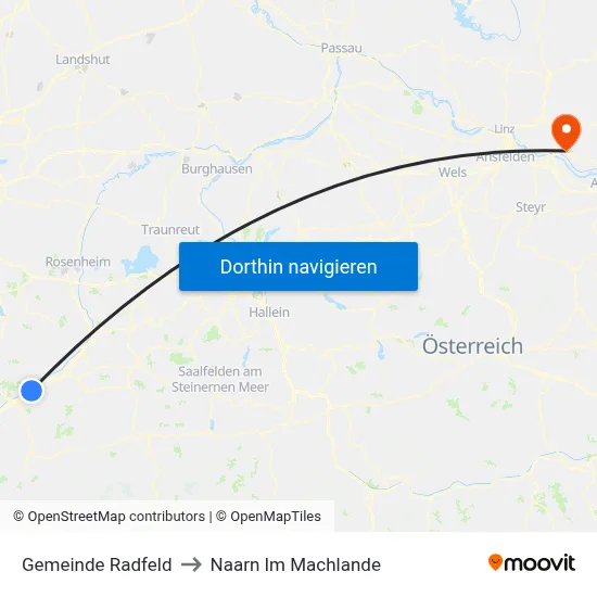 Gemeinde Radfeld to Naarn Im Machlande map