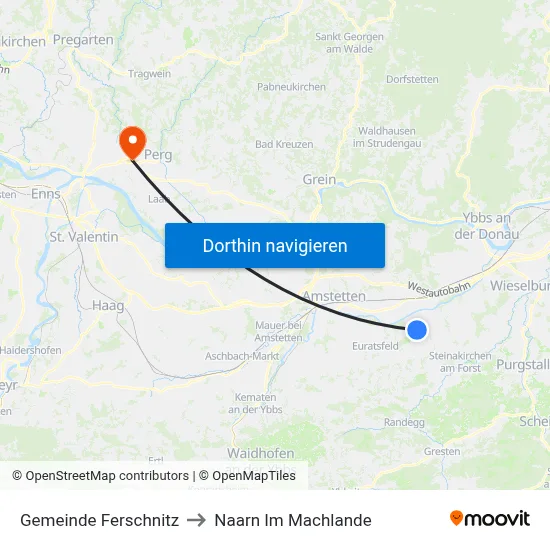 Gemeinde Ferschnitz to Naarn Im Machlande map