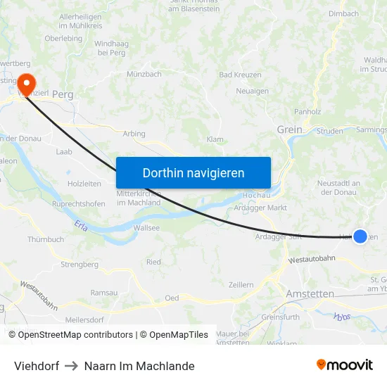 Viehdorf to Naarn Im Machlande map