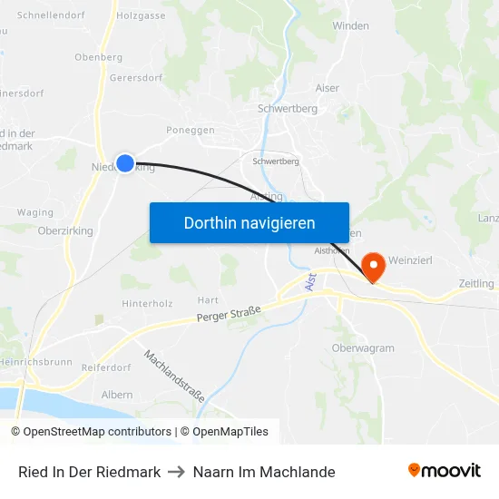 Ried In Der Riedmark to Naarn Im Machlande map