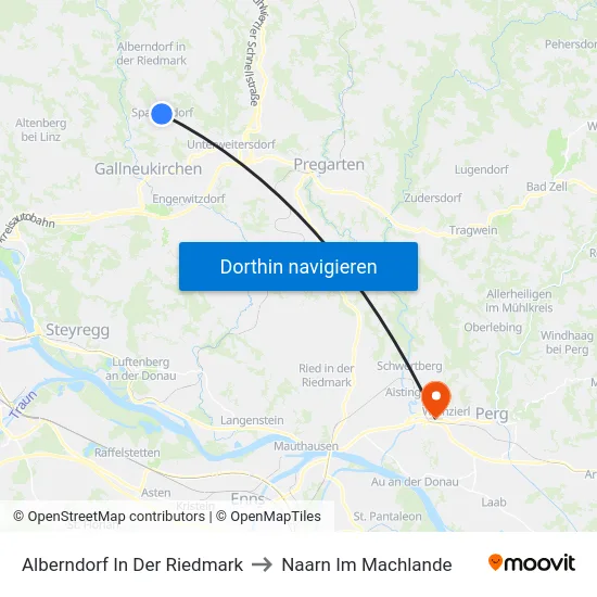 Alberndorf In Der Riedmark to Naarn Im Machlande map