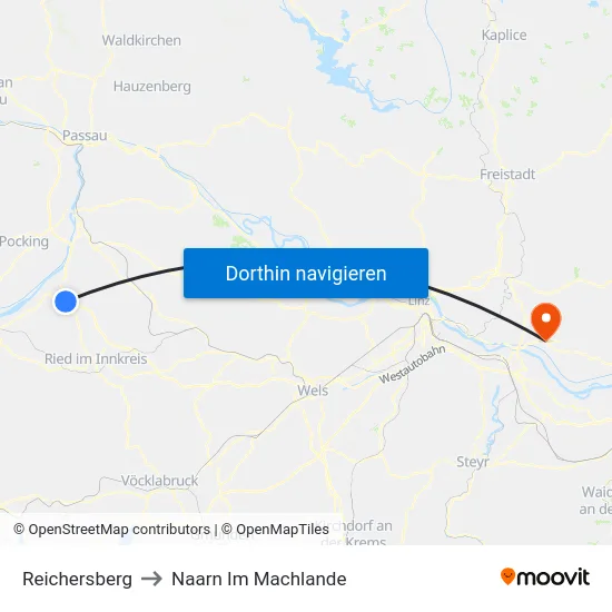 Reichersberg to Naarn Im Machlande map