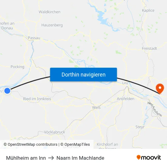 Mühlheim am Inn to Naarn Im Machlande map