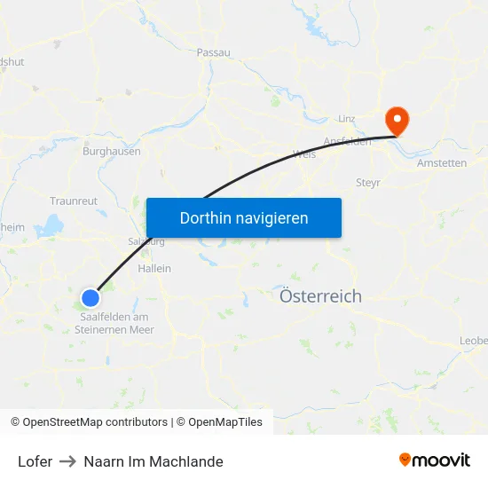 Lofer to Naarn Im Machlande map