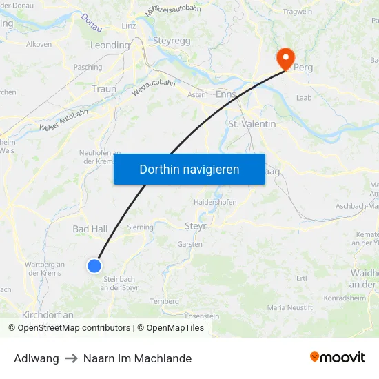 Adlwang to Naarn Im Machlande map