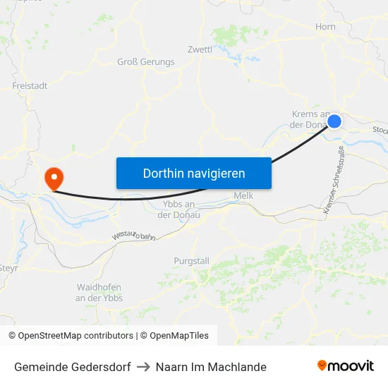 Gemeinde Gedersdorf to Naarn Im Machlande map