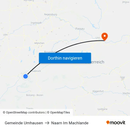 Gemeinde Umhausen to Naarn Im Machlande map