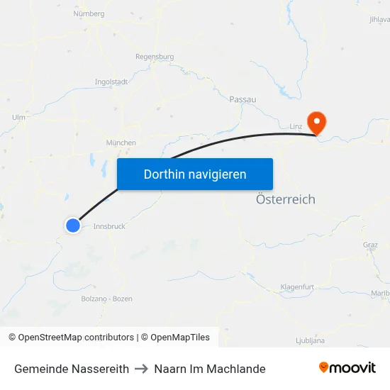 Gemeinde Nassereith to Naarn Im Machlande map