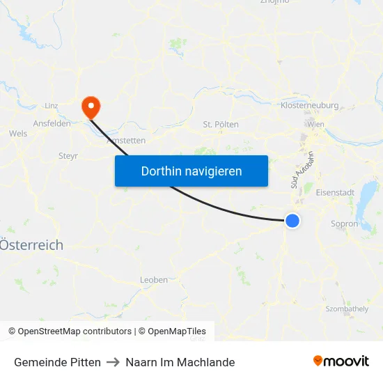 Gemeinde Pitten to Naarn Im Machlande map