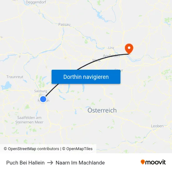 Puch Bei Hallein to Naarn Im Machlande map