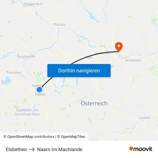 Elsbethen to Naarn Im Machlande map