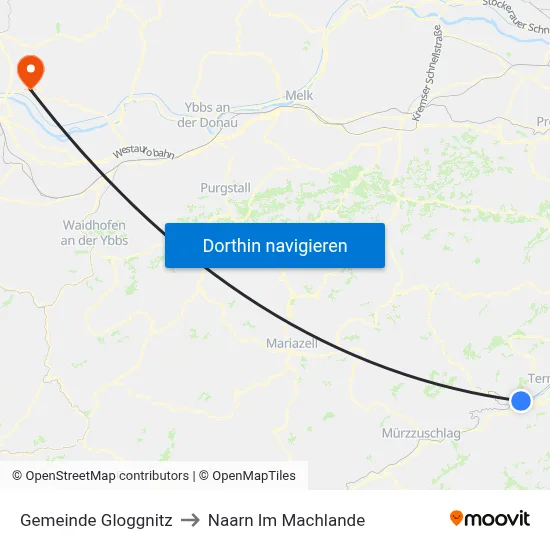 Gemeinde Gloggnitz to Naarn Im Machlande map