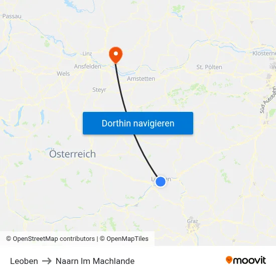 Leoben to Naarn Im Machlande map