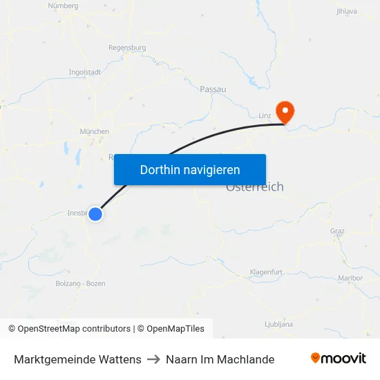 Marktgemeinde Wattens to Naarn Im Machlande map