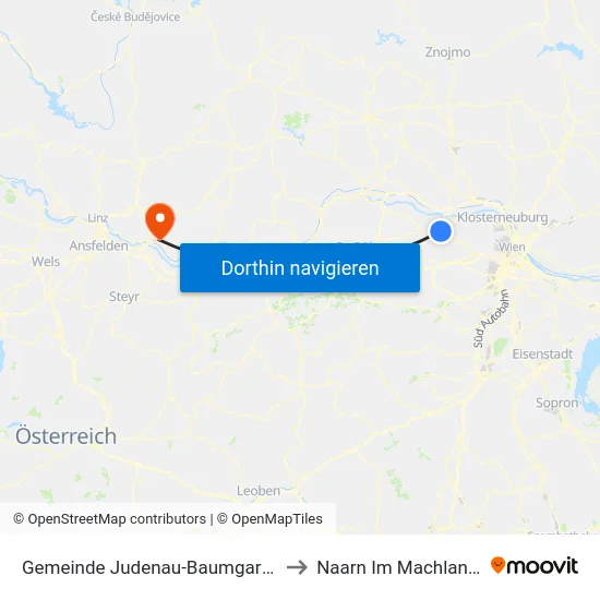 Gemeinde Judenau-Baumgarten to Naarn Im Machlande map