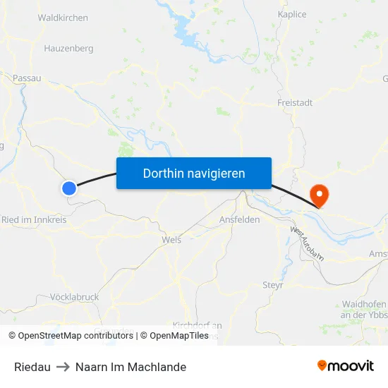 Riedau to Naarn Im Machlande map