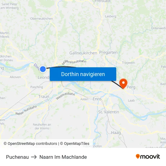 Puchenau to Naarn Im Machlande map