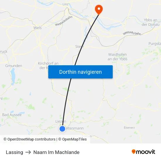 Lassing to Naarn Im Machlande map