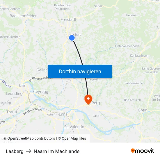 Lasberg to Naarn Im Machlande map